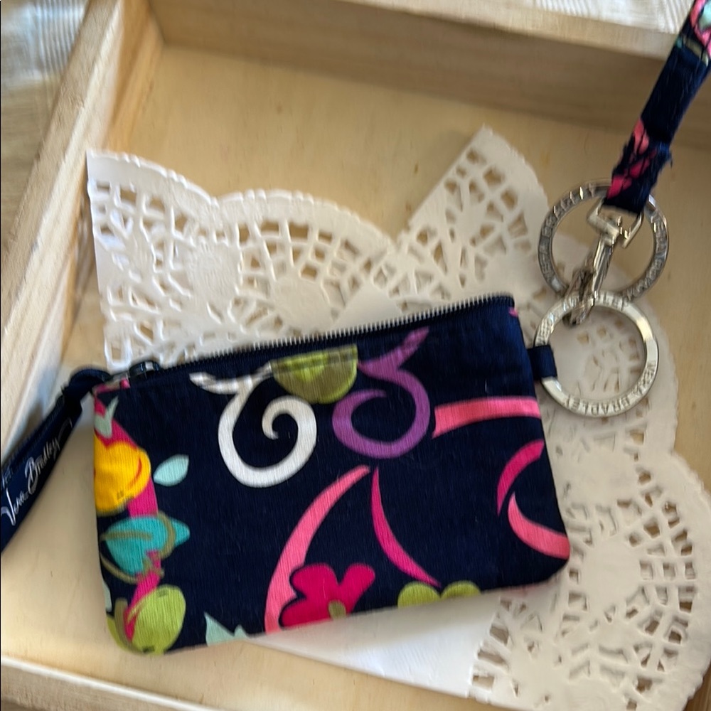Vera Bradley Blue and Pink Floral Wristlet Clutch